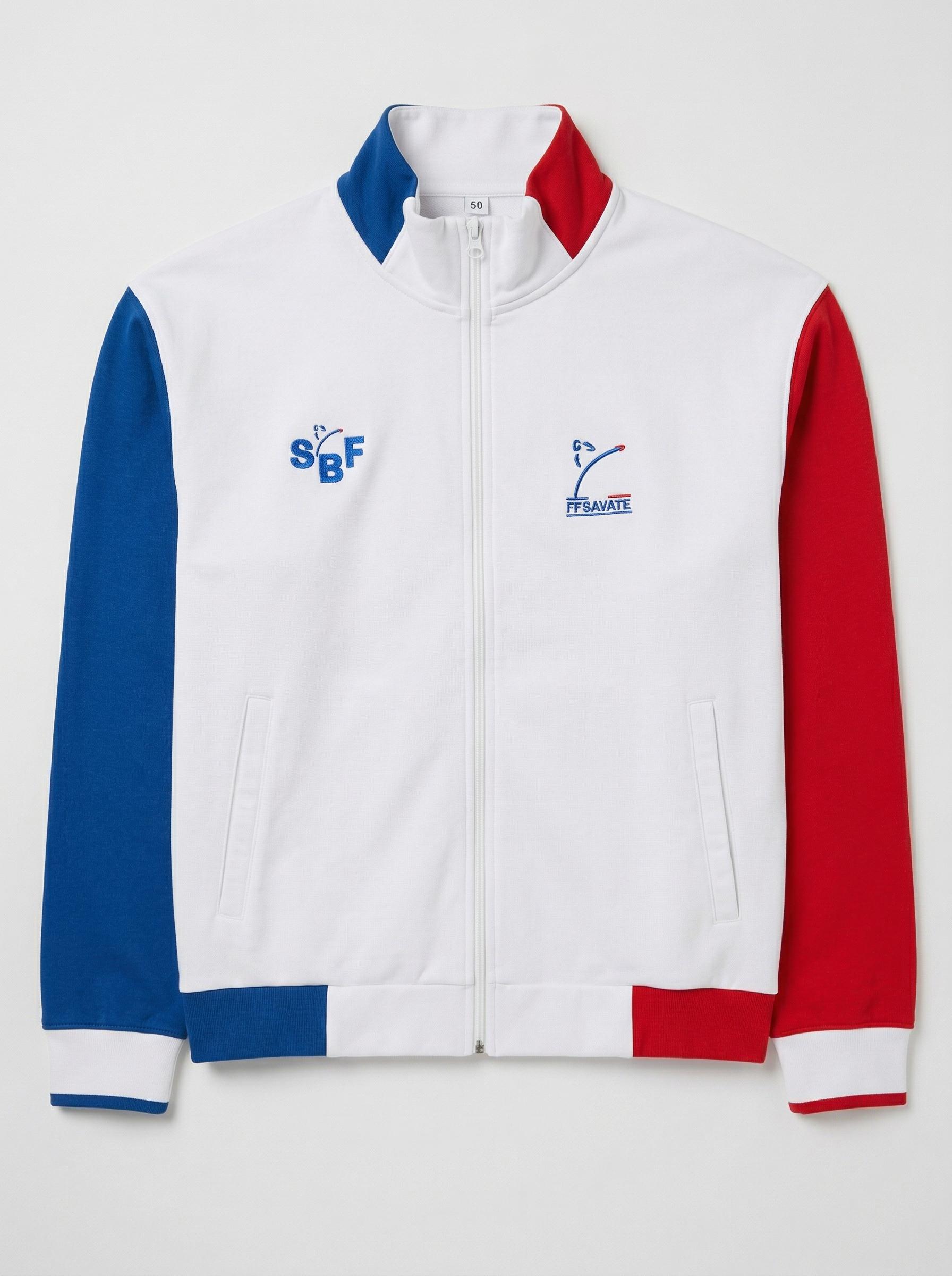 Veste Zippée Savate Blanc — Devant