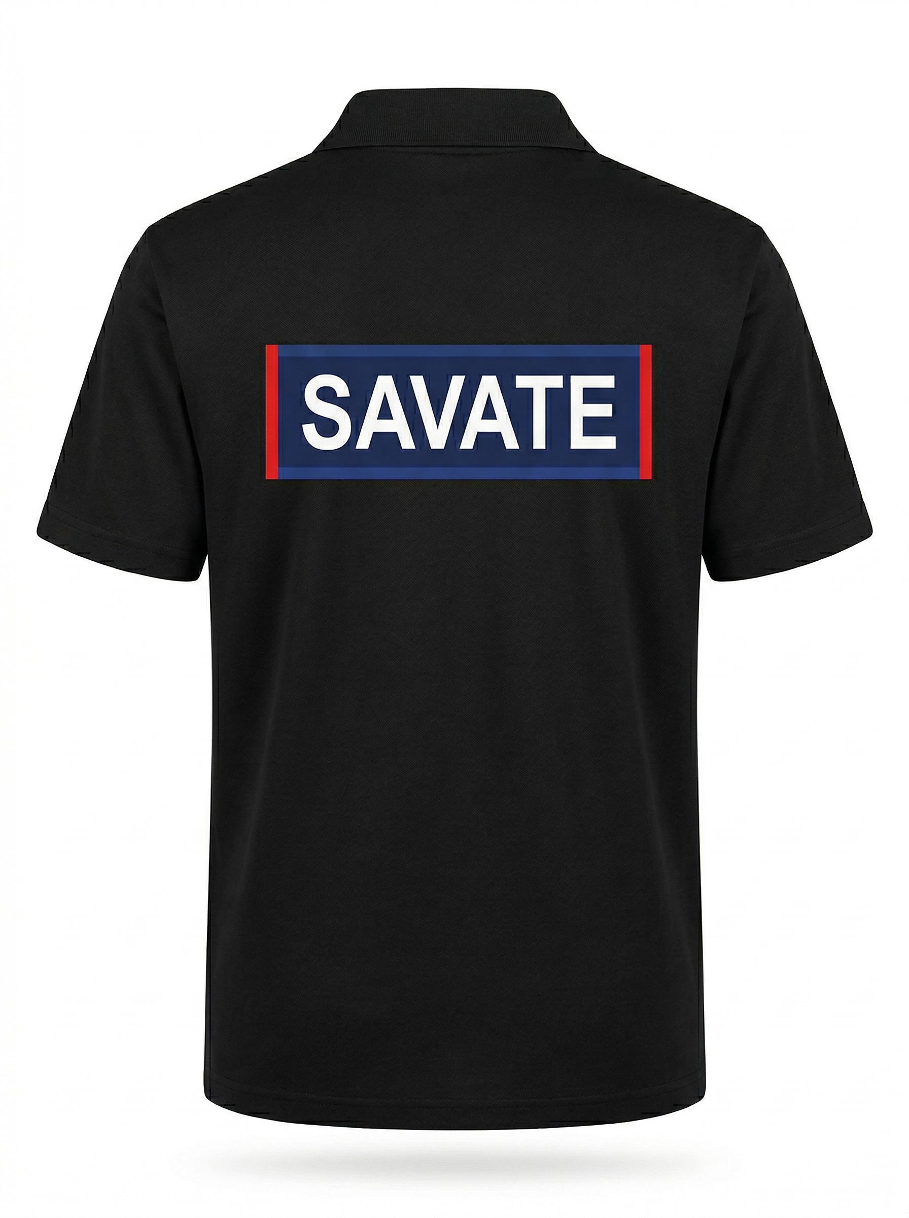 Polo SBF Noir Officiels — Dos marquage SAVATE