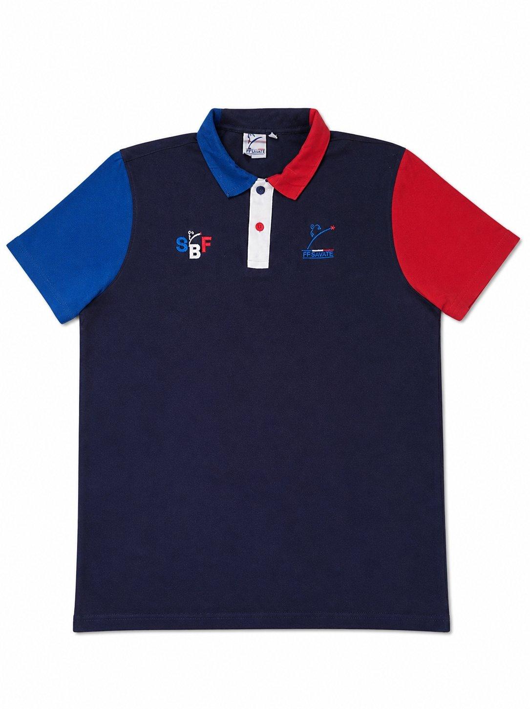 Polo Piqué Coton SBF Bleu — Vue à plat, devant