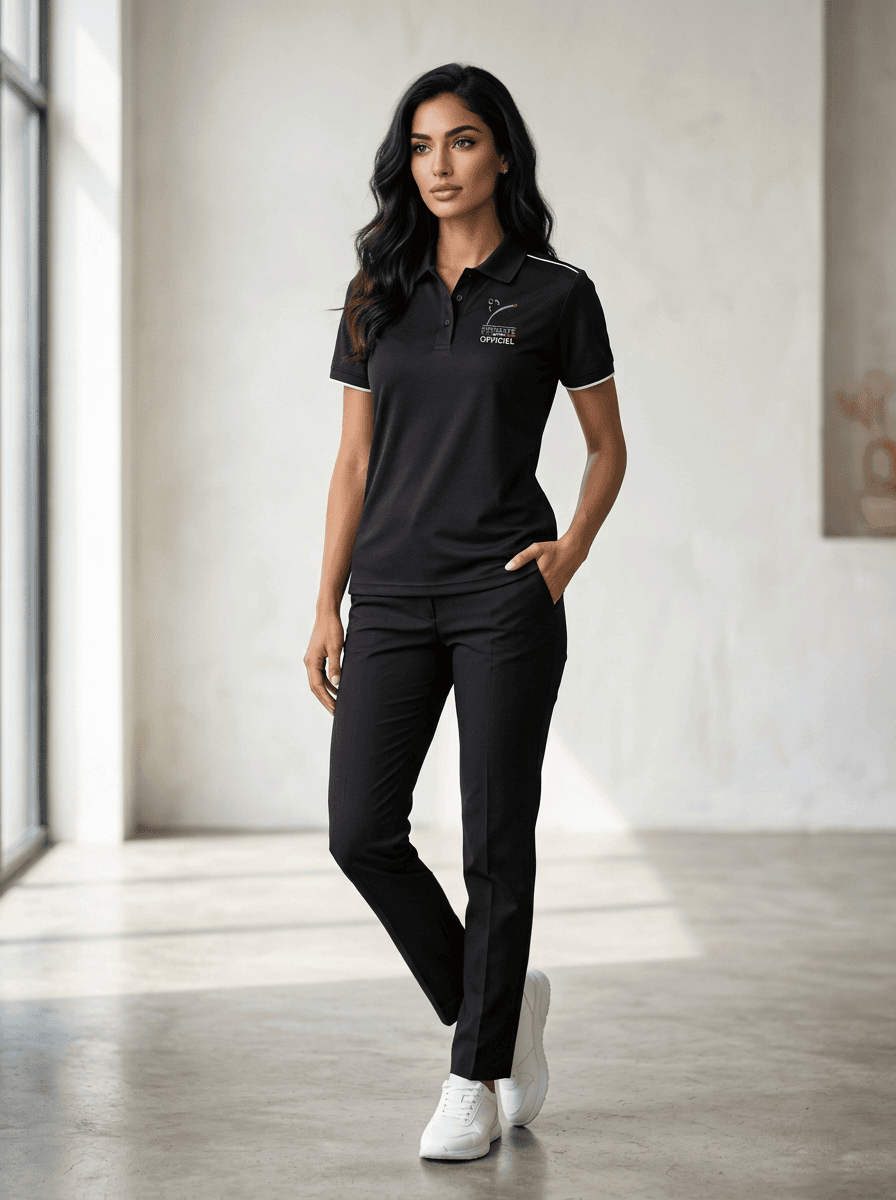 Polo SBF Noir Officiels — Femme Portée 2