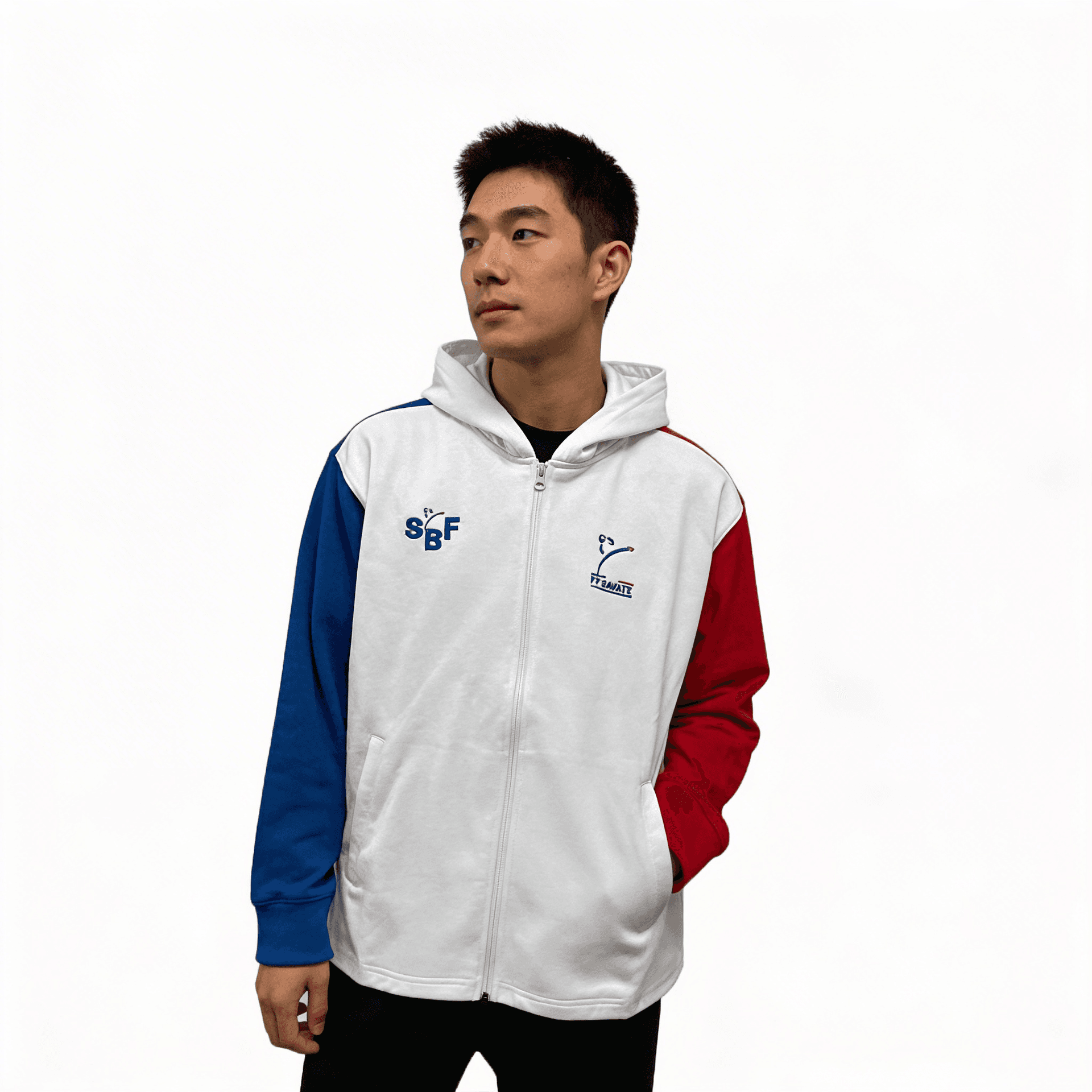Sweat Capuche Blanc — Homme Porté