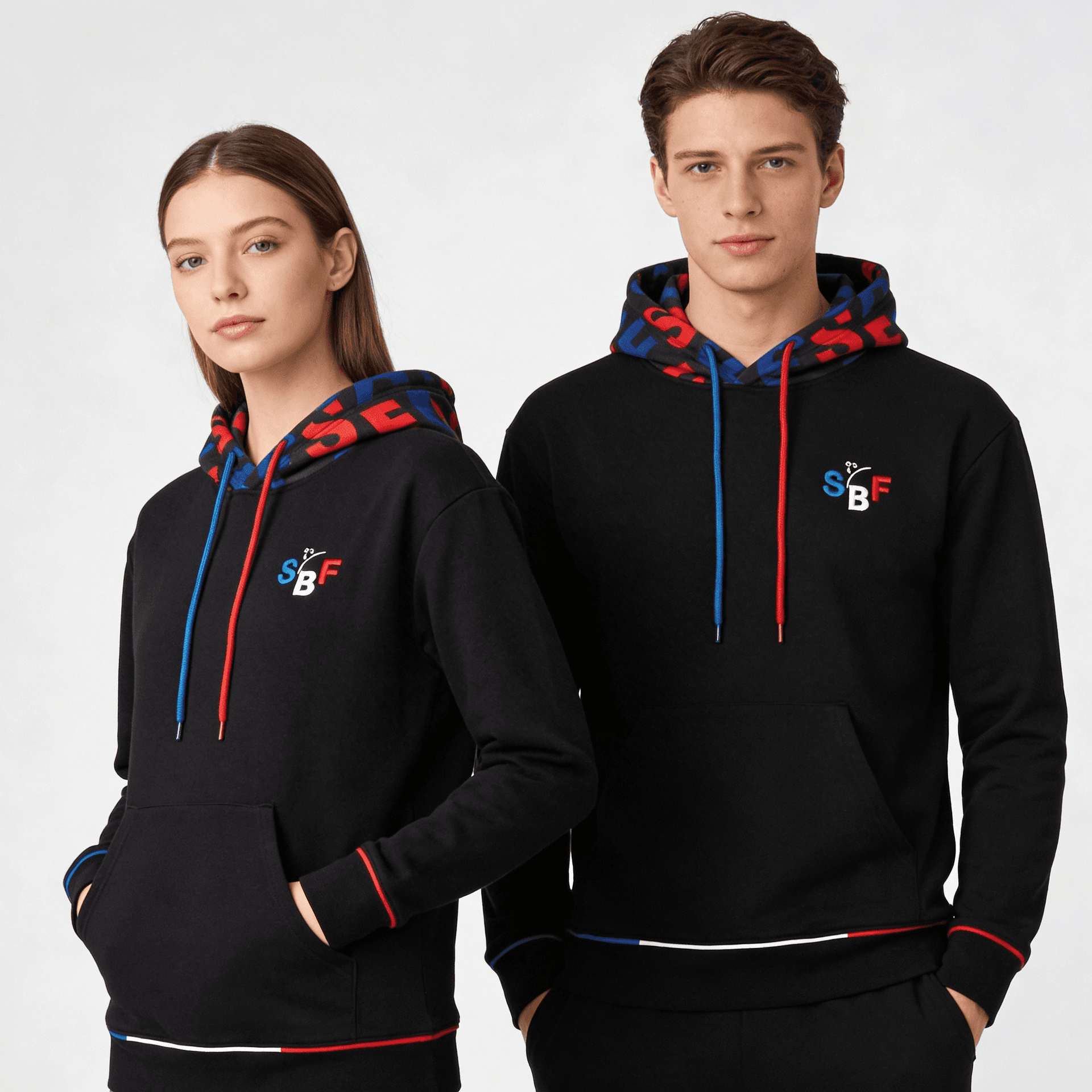 Sweat Noir Capuche Chevron — Duo