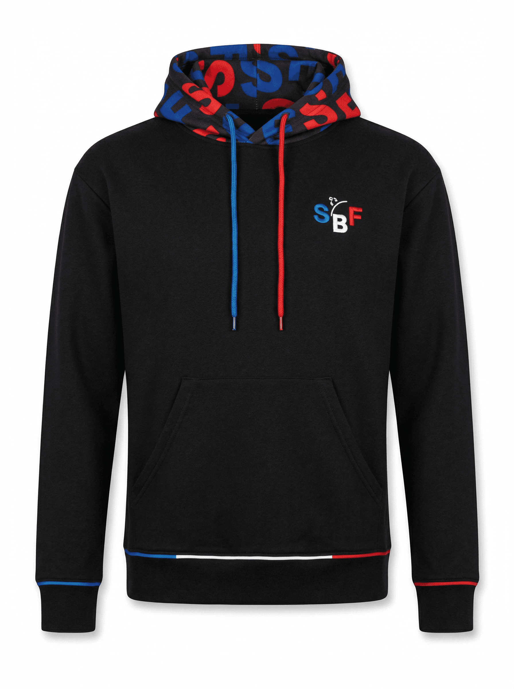 Sweat Noir Capuche Chevron