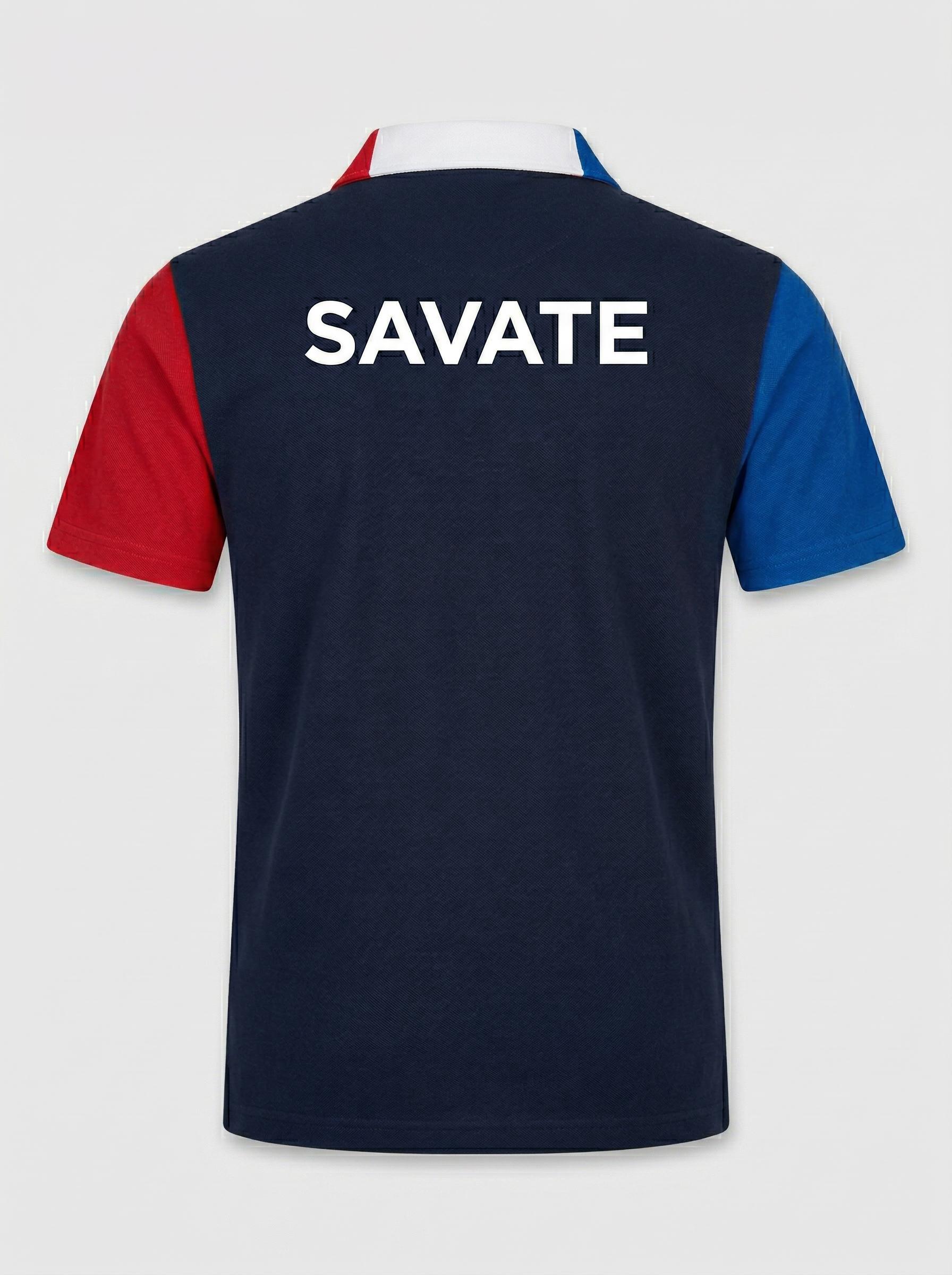 Polo Piqué Coton SBF Bleu — Dos marquage SAVATE