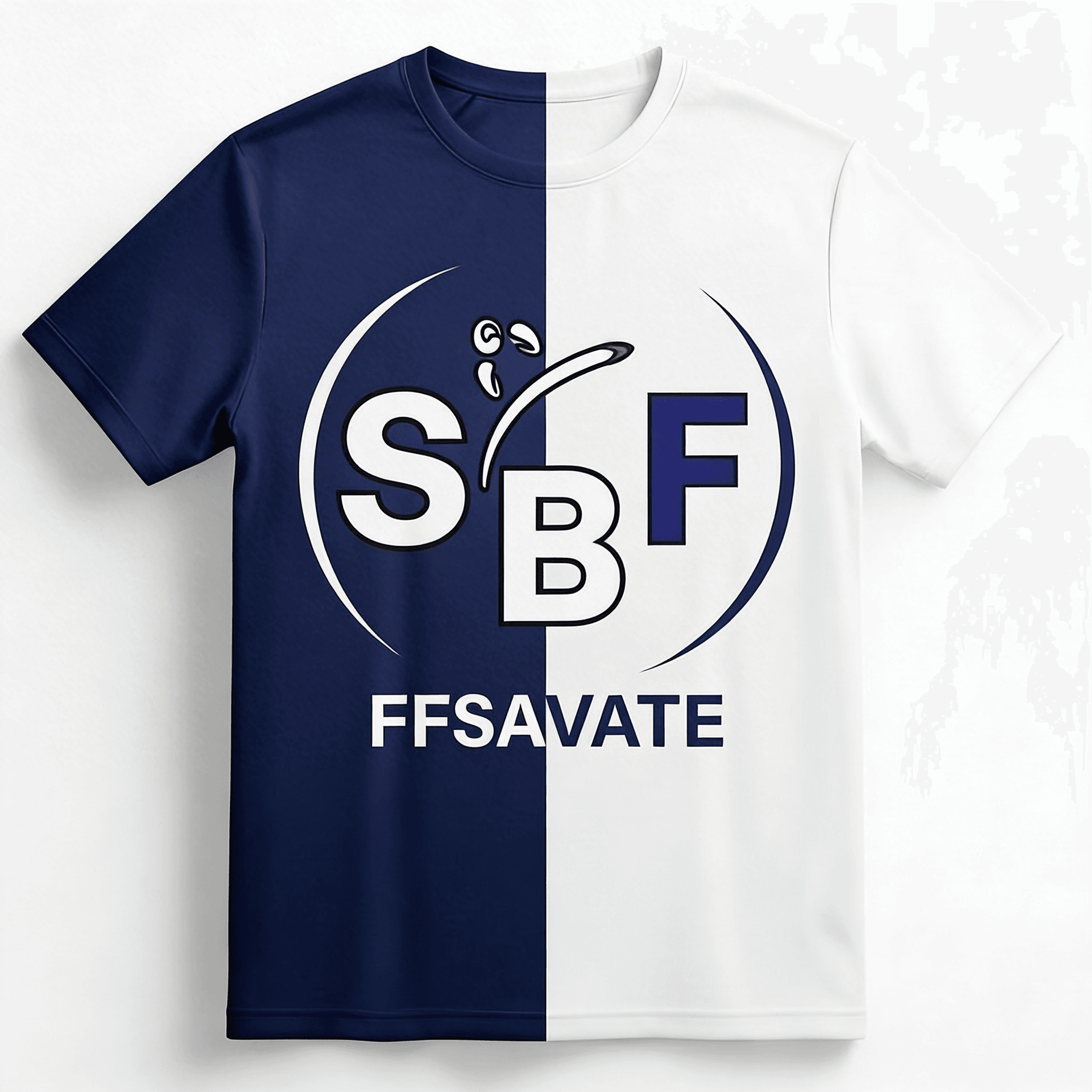 T-Shirt SBF Dynamic Bleu/Blanc — Vue à plat