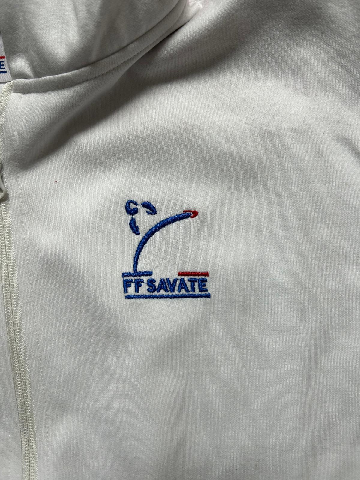 Sweat Capuche Blanc - Logo brodé FF SAVATE