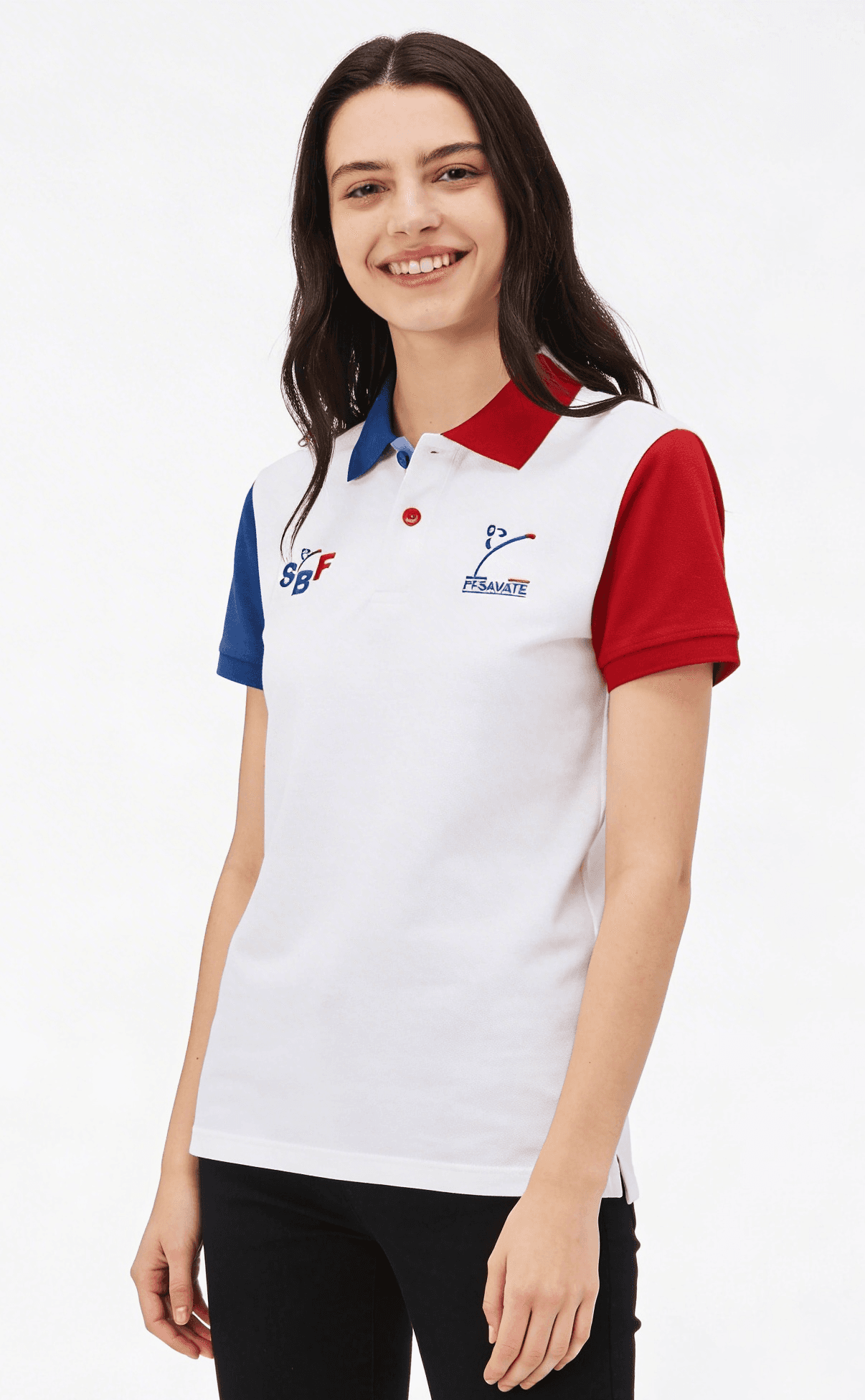 Polo SBF Blanc Officiels — Femme Portée