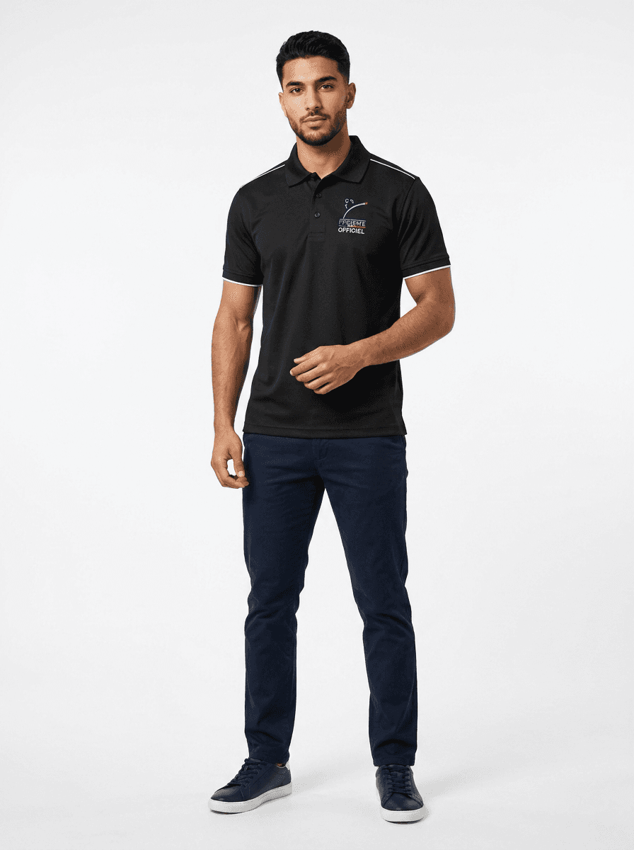 Polo SBF Noir Officiels — Homme Porté