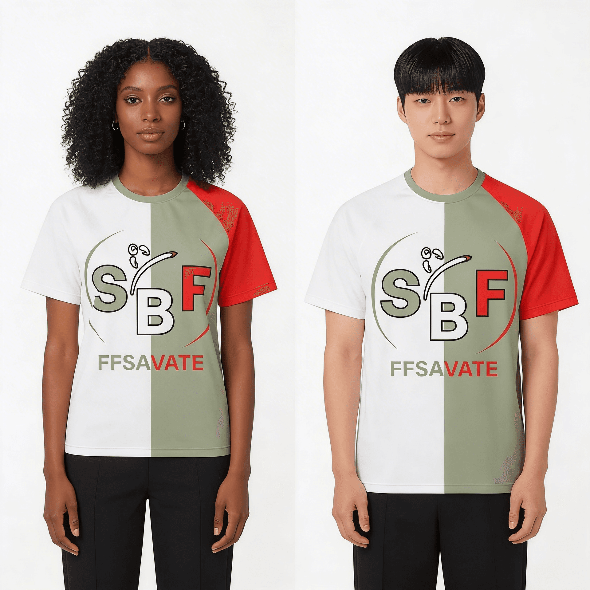 T-Shirt SBF Dynamic Vert Rouge — Portée