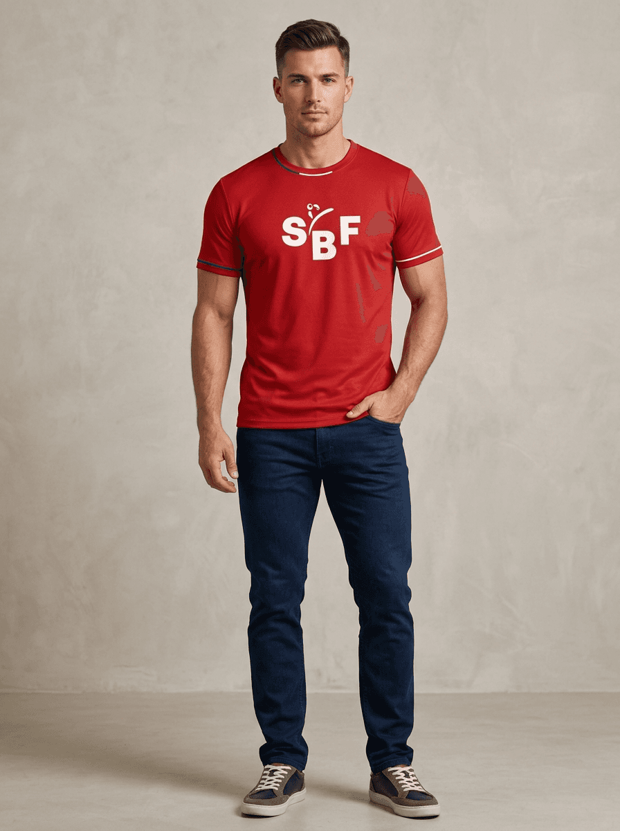 T-Shirt SBF Rouge — Homme Porté