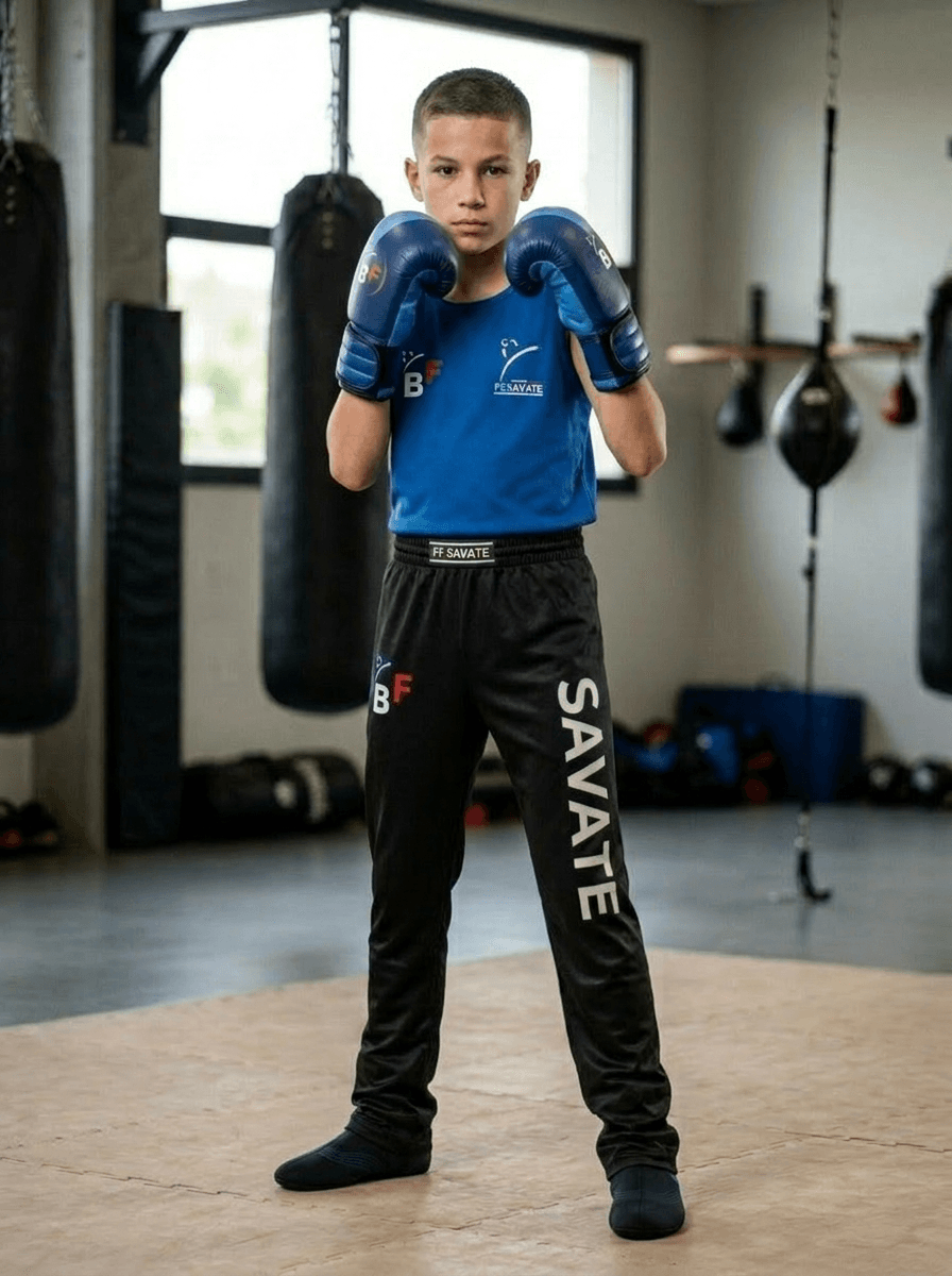 Top Lycra Enfant Compétition Bleu — Garçon Porté