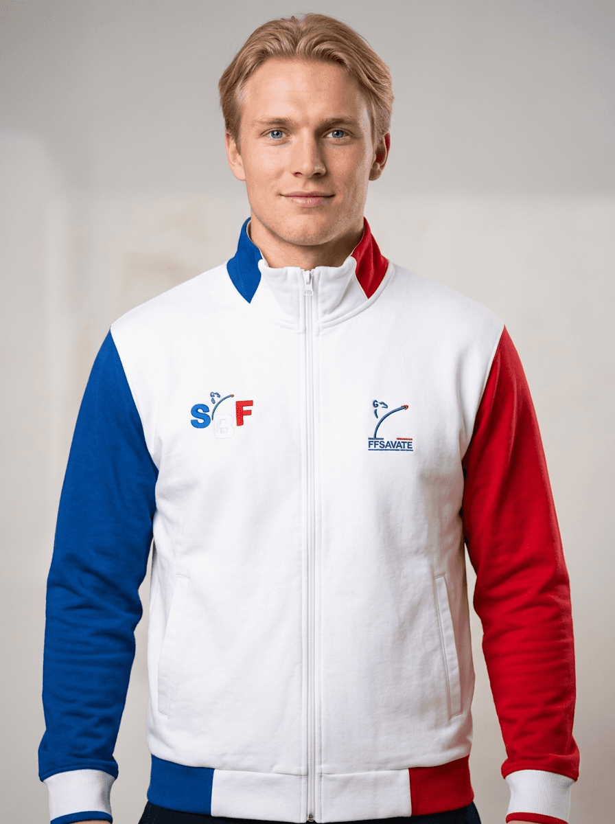 Veste Zippée Savate Blanc — Homme Porté